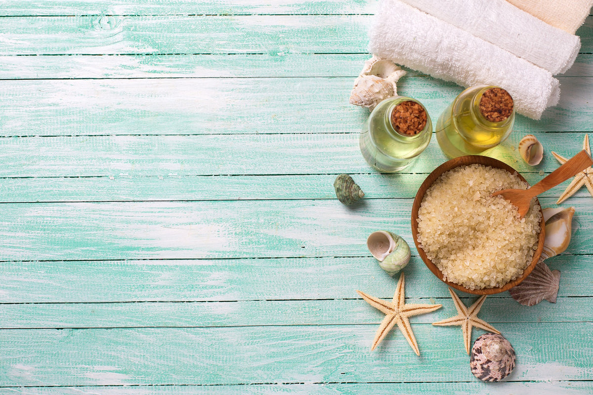 Natural skincare products and towels